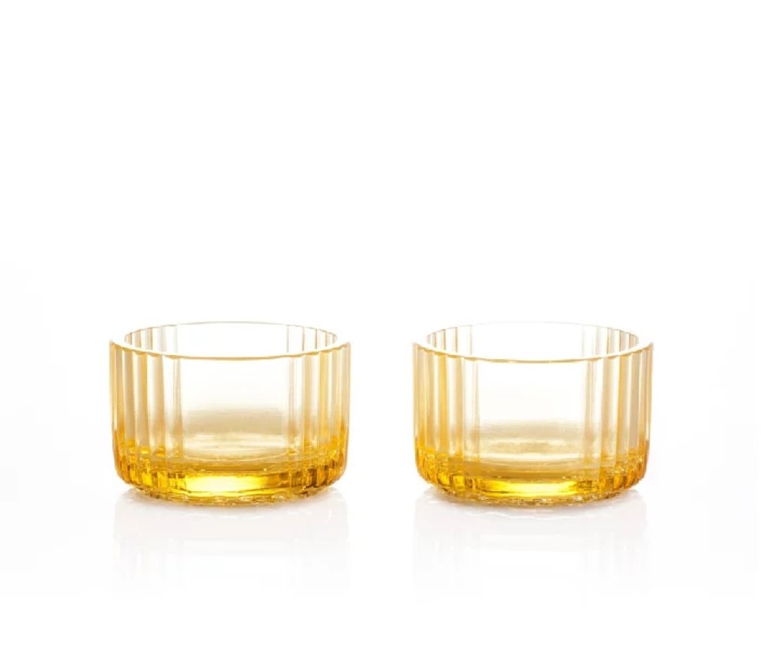 LIULI  LIVING 吉月对杯 - 酒杯/酒器 - 玻璃 黄色
