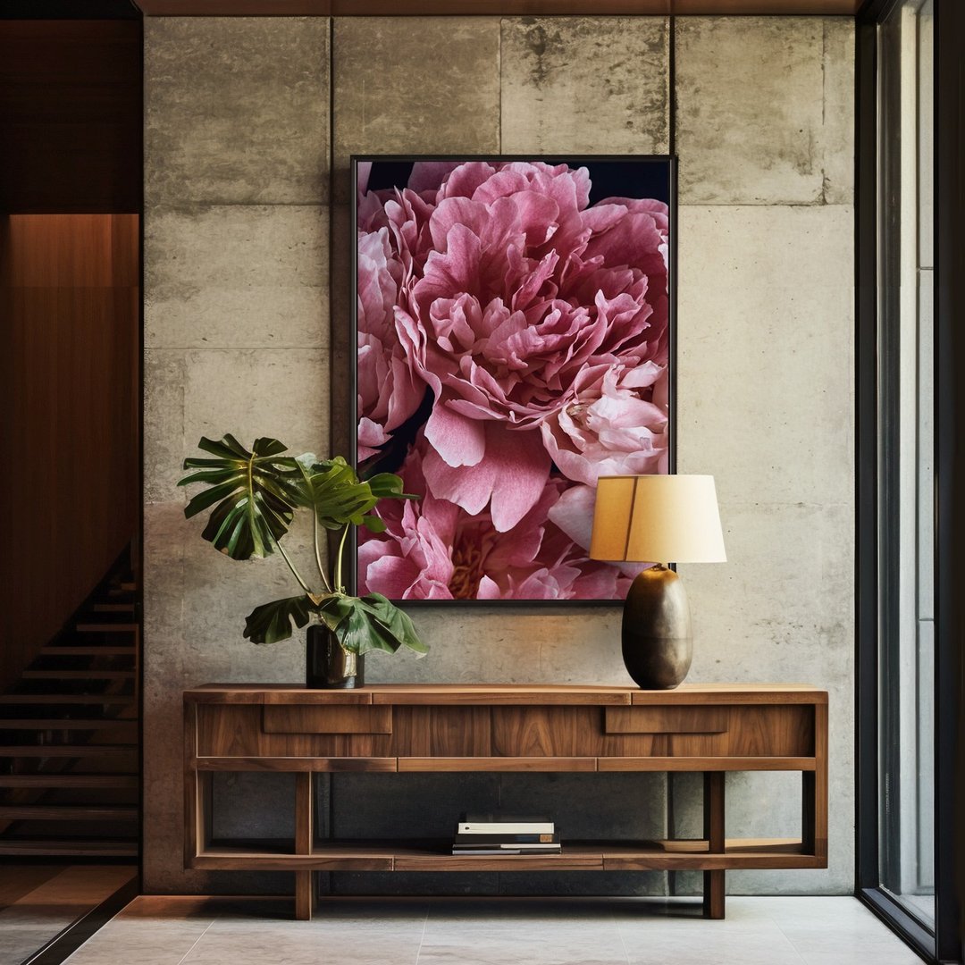 暗调 • 宏观牡丹 -  招福吉祥花卉挂画/新年高贵典雅花卉装饰画 - 海报/装饰画/版画 - 棉 粉红色