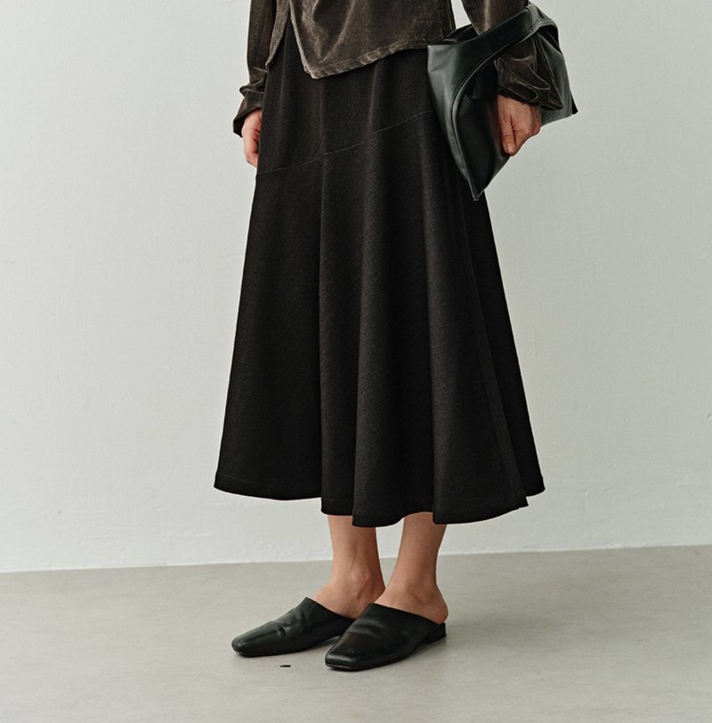 【针织牛仔鱼尾半身裙】法式简约/侧拉链立体裁剪 - 裙子 - 其他材质 黑色