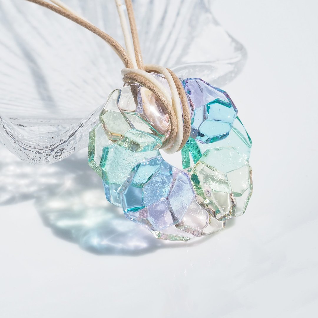【Special】绽放之花 玻璃项链 (海葵【梦】) 【预约制作】 - 项链 - 玻璃 粉红色