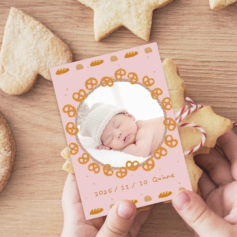 蝴蝶脆饼 | 手绘宝宝满月卡 | 弥月卡 | 感谢卡 | Baby Card | - 卡片/明信片 - 纸 粉红色