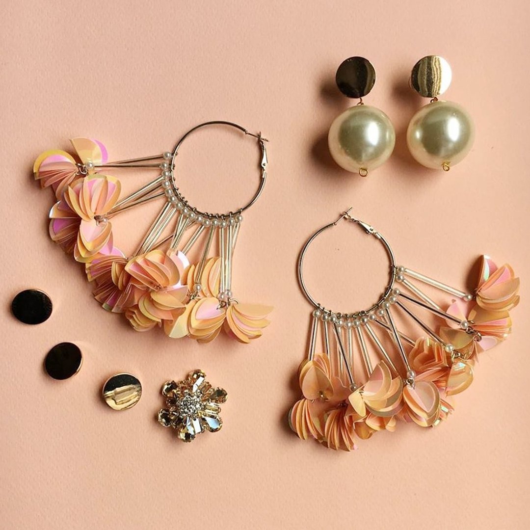 earrings : BaBa on ring Rose - 耳环/耳夹 - 其他材质 橘色