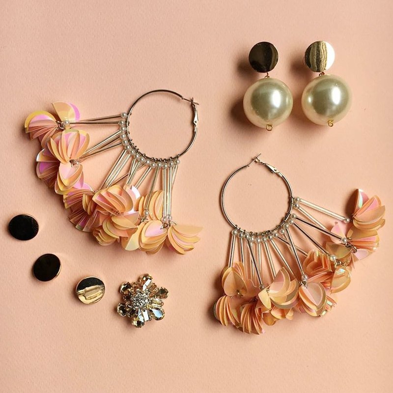 earrings : BaBa on ring Rose - 耳环/耳夹 - 其他材质 橘色
