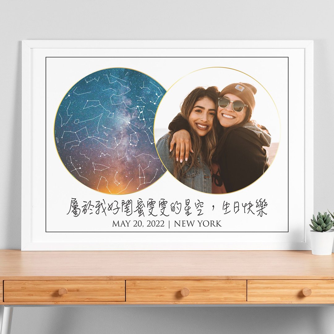 【订制化】闺蜜生日礼物推荐建议好姐妹生日当天真实夜晚星空图档 - 海报/装饰画/版画 - 纸 黑色