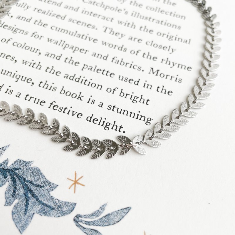 银/叶链简约颈链 SV374S - 颈链 - 其他金属 银色