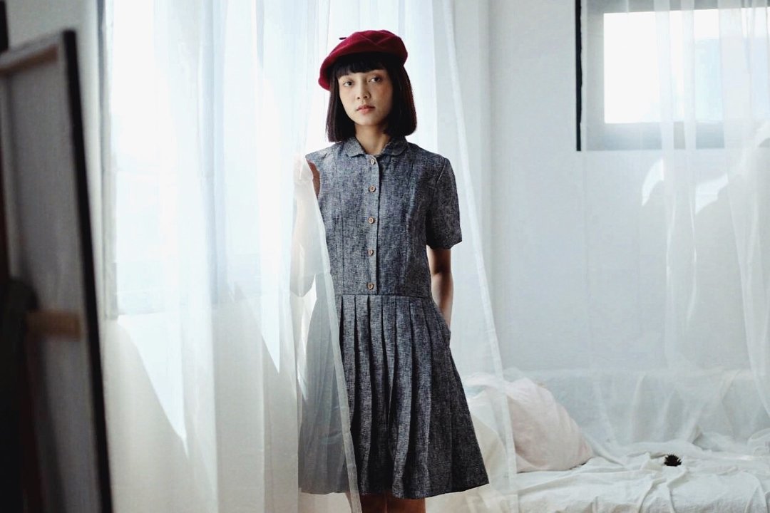 Poppy Pleat : Linen Grey - 洋装/连衣裙 - 棉 灰色