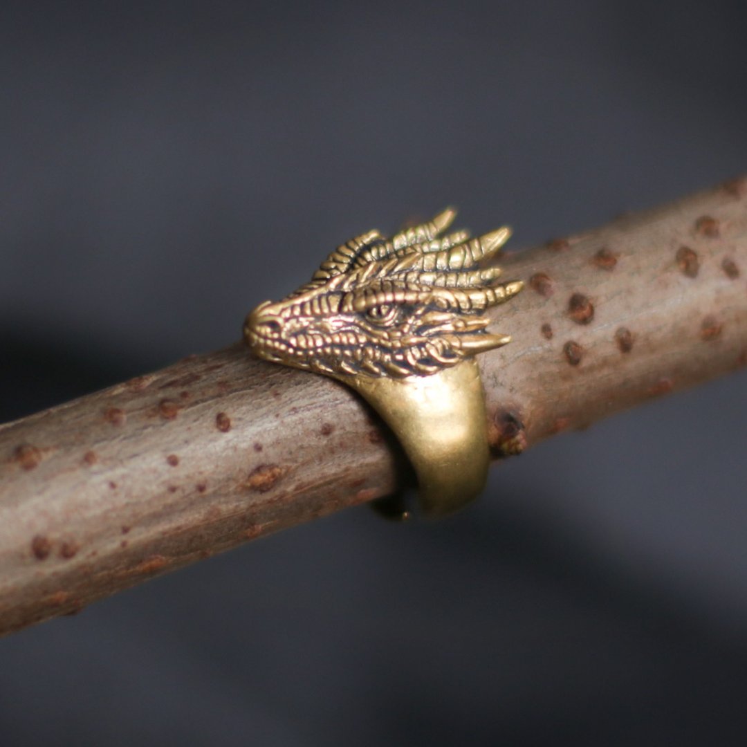 Heavy Dragon ring. Massive ring. Handmade jewelry. Pagan art. Gothic ring. - 戒指 - 其他金属 橘色