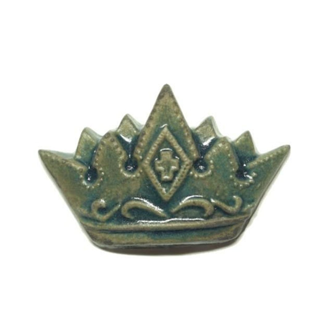 Pottery brooch (new) King (rust blue) - 胸针 - 陶 咖啡色