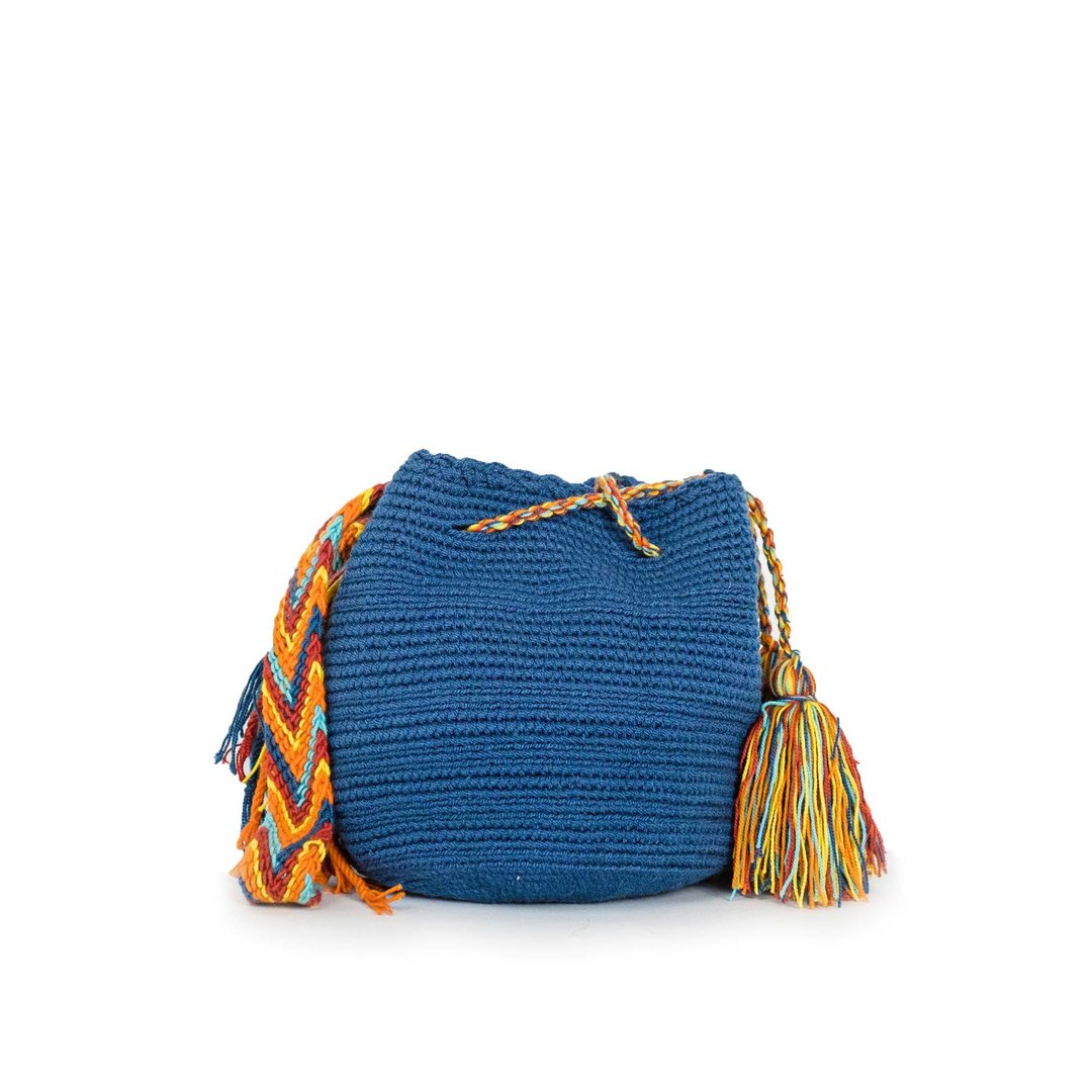 【Carmen】Wayuu Bag 瓦尤包(S)/哥伦比亚纯手工 - 侧背包/斜挎包 - 棉 蓝色