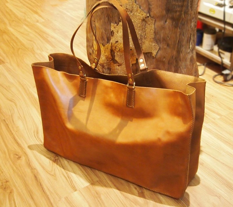 宰相肚里能撑船托特包 - 手提包/手提袋 - 真皮 橘色