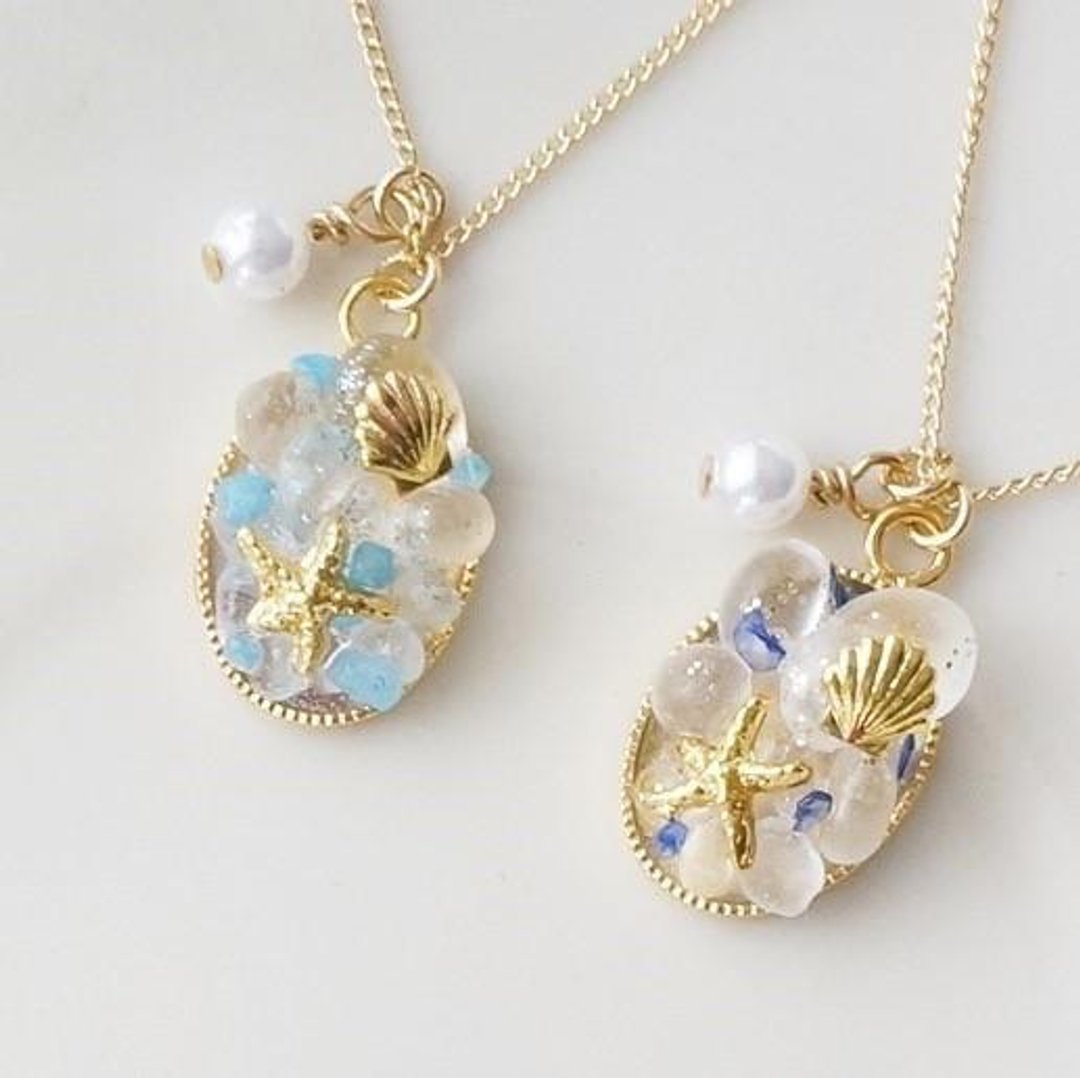 Ice sea natural stone necklace - 项链 - 其他金属 蓝色