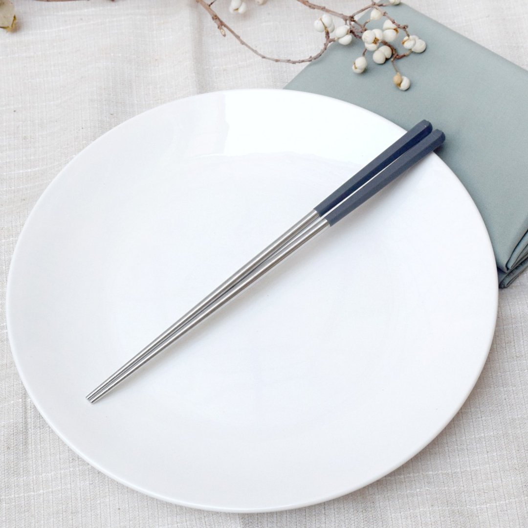 六角不锈钢筷26cm 分食筷 公筷 苍穹灰 2双入 - 筷子/筷架 - 不锈钢 灰色