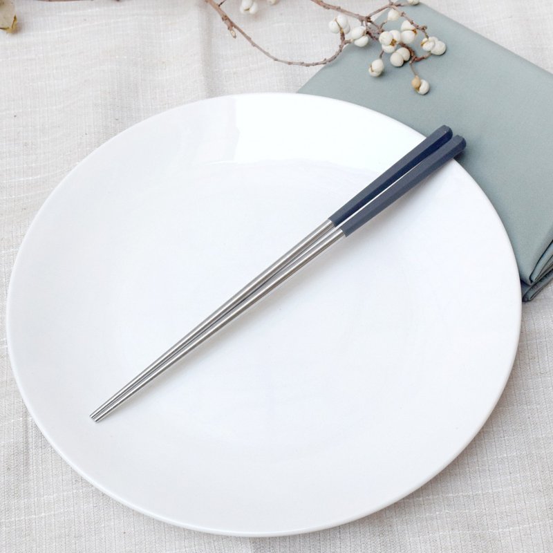 六角不锈钢筷26cm 分食筷 公筷 苍穹灰 2双入 - 筷子/筷架 - 不锈钢 灰色