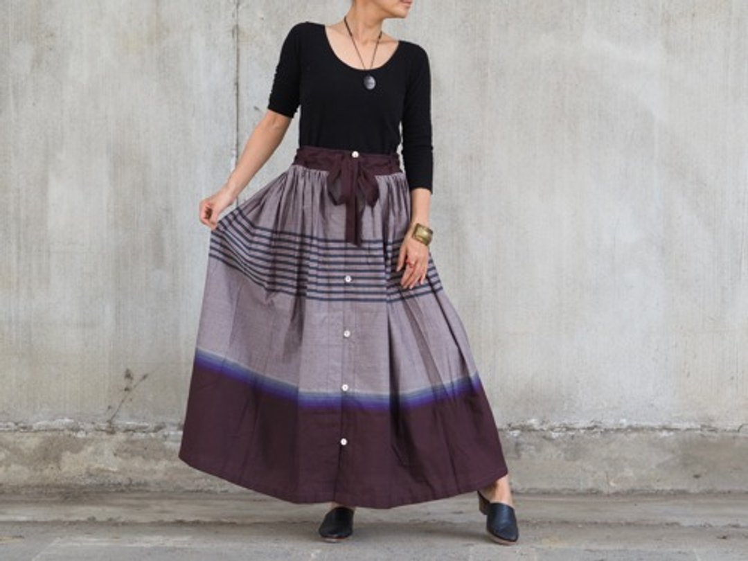Long gathered skirt made at the salon << 7 >> - 裙子 - 棉 