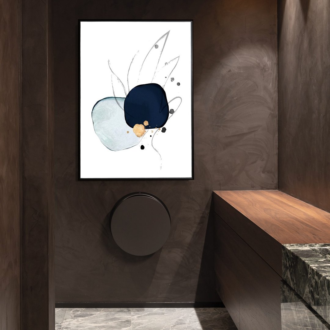 几何 • 水滴IV - 轻奢深蓝水珠挂画/卧房摆设/边柜设计/餐厅挂画 - 海报/装饰画/版画 - 棉 多色
