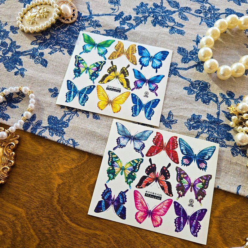 彩虹蝴蝶装饰贴纸 - 贴纸 - 纸 
