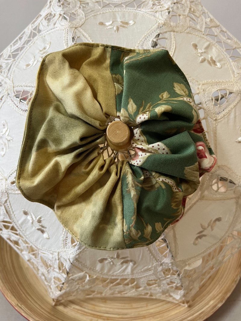 绿野仙踪/双色大肠圈发束/日本印花布 - 发带/发箍 - 棉．麻 绿色