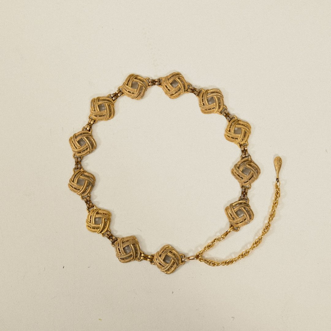 【NaSuBi Vintage】雕花制作金属古着腰链 - 皮带/腰带 - 其他金属 金色