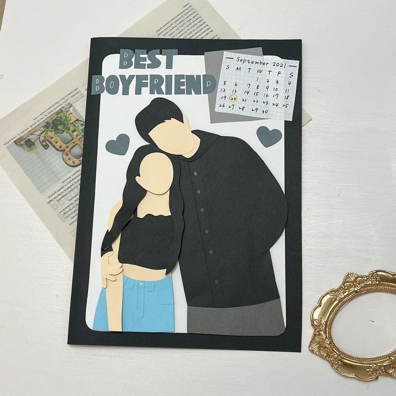 unique card 人像客制卡片 手工卡片 似颜绘 生日卡片 情人节 - 订制画像 - 纸 多色