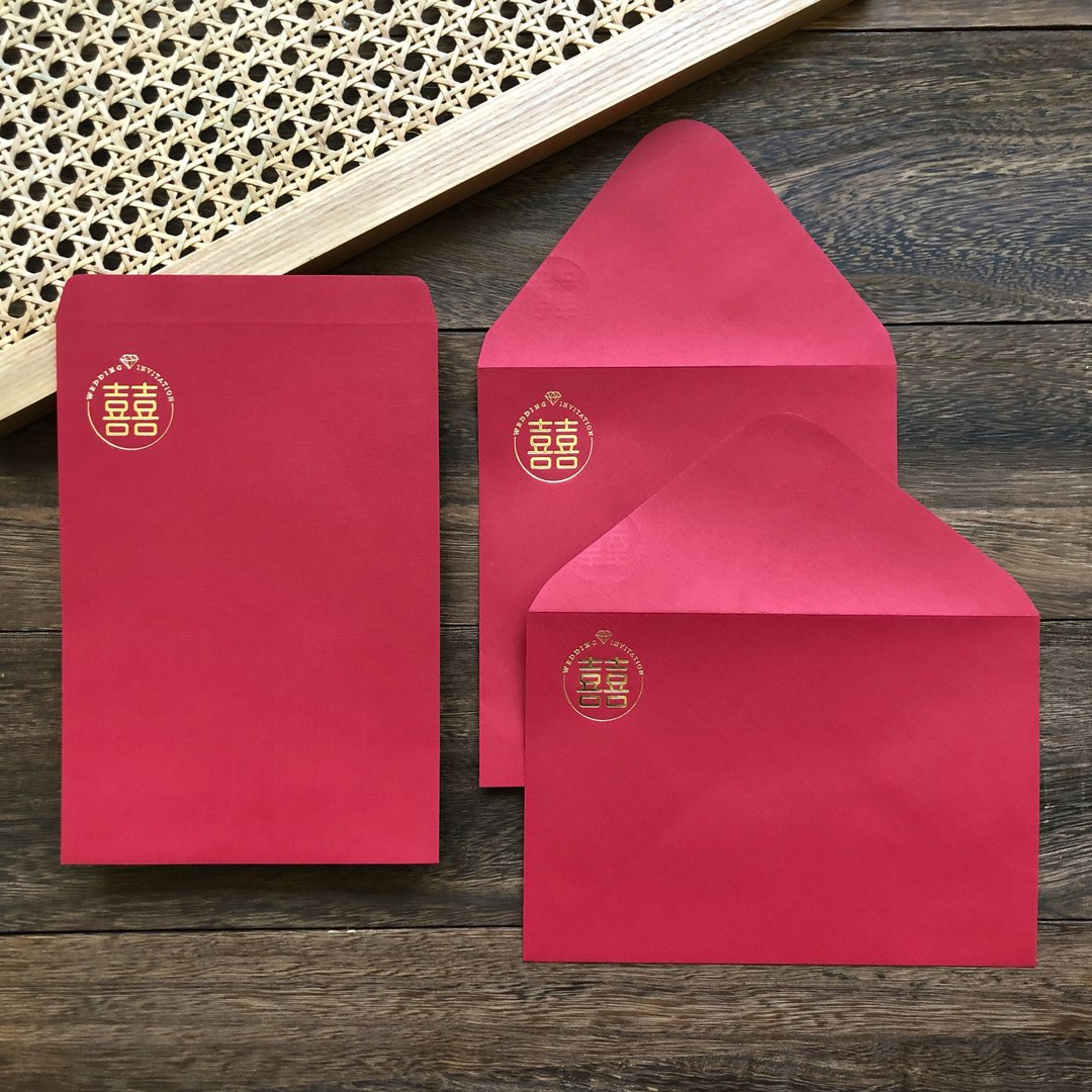 【喜帖信封】烫金信封 / 莱妮暗红信封 - 信封/信纸 - 纸 