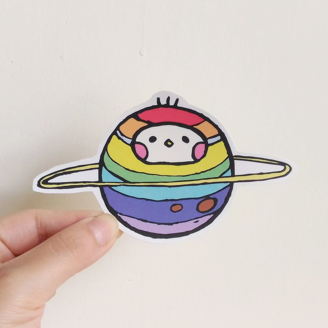Rainbow 彩虹 星球 插画贴纸 3件组 - 贴纸 - 纸 多色