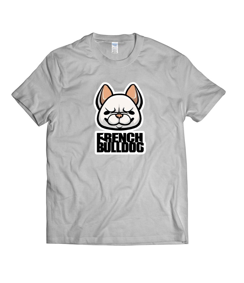 大头Q法斗犬-T-shirt 白/黑/灰/藏青 - 男装上衣/T 恤 - 棉 多色