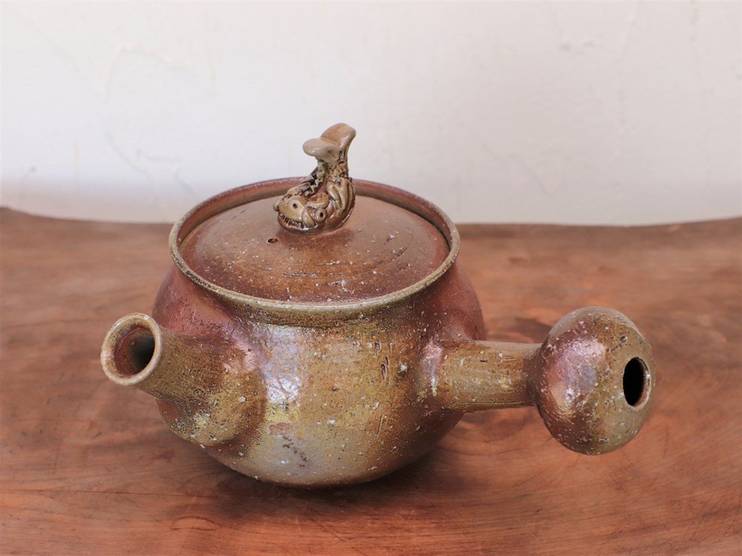 备前烧茶壶 沙池（附木盒） k1-081 - 茶具/茶杯 - 陶 咖啡色