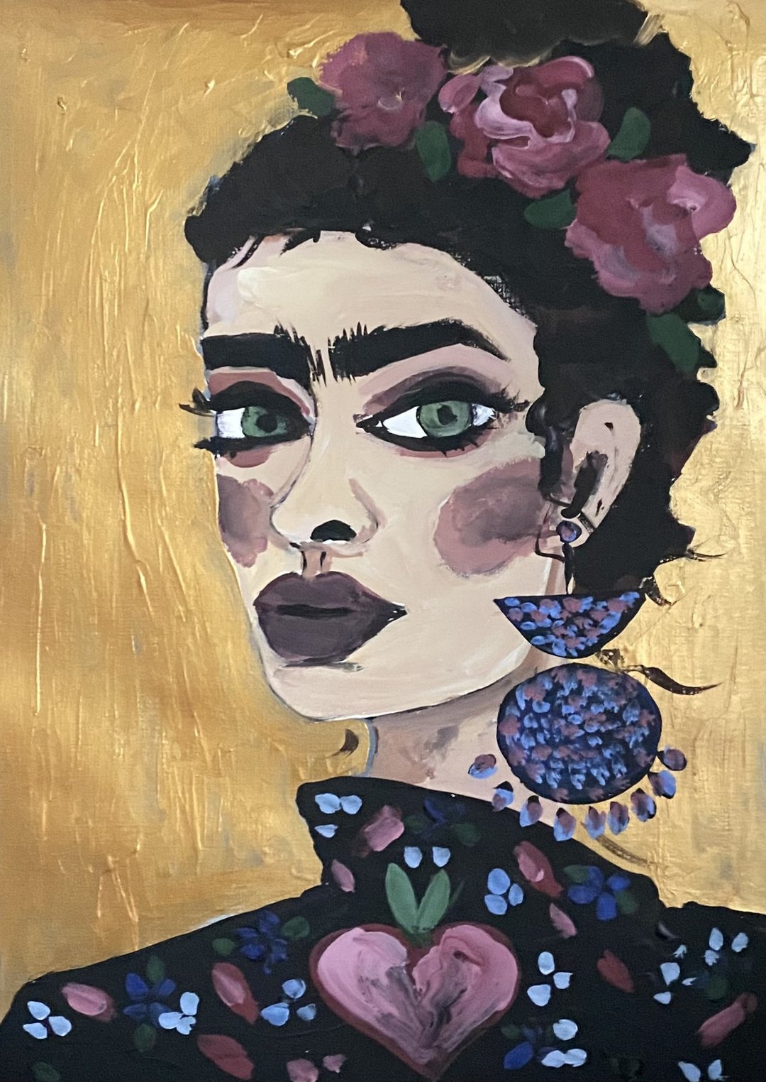 Frida Kahlo 女人肖像野兽派艺术 Kees van Dongen 启发的艺术礼 - 墙贴/壁贴 - 压克力 金色