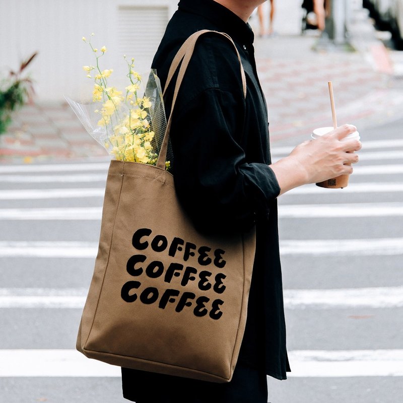 TRAVEL & COFFEE 托特包 - TRiPLE COFFEE 摩卡 - 手提包/手提袋 - 其他材质 咖啡色