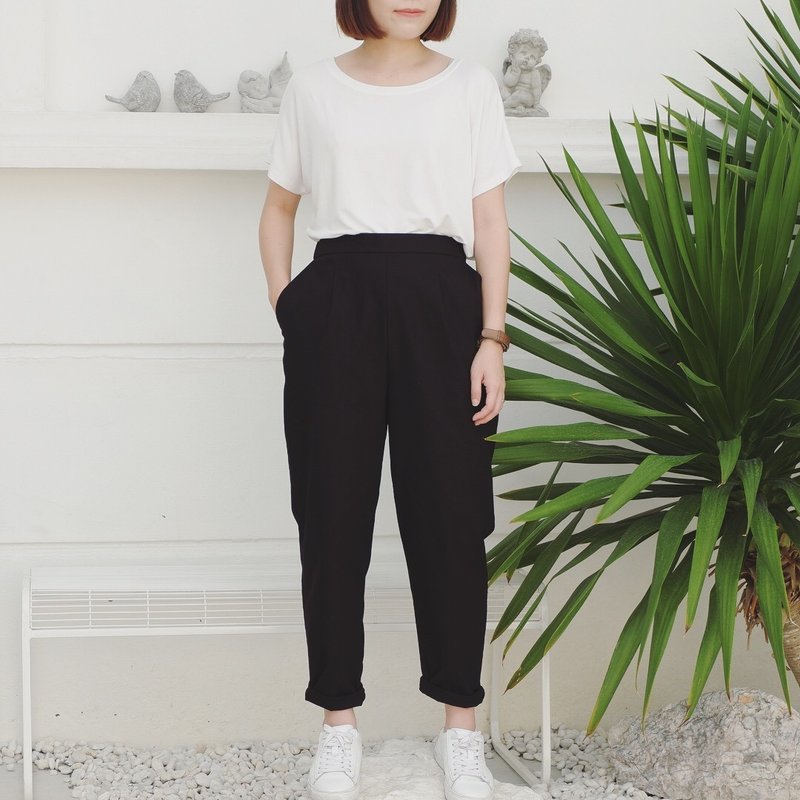 Charlie Pants : Black - 女装长裤 - 棉．麻 黑色