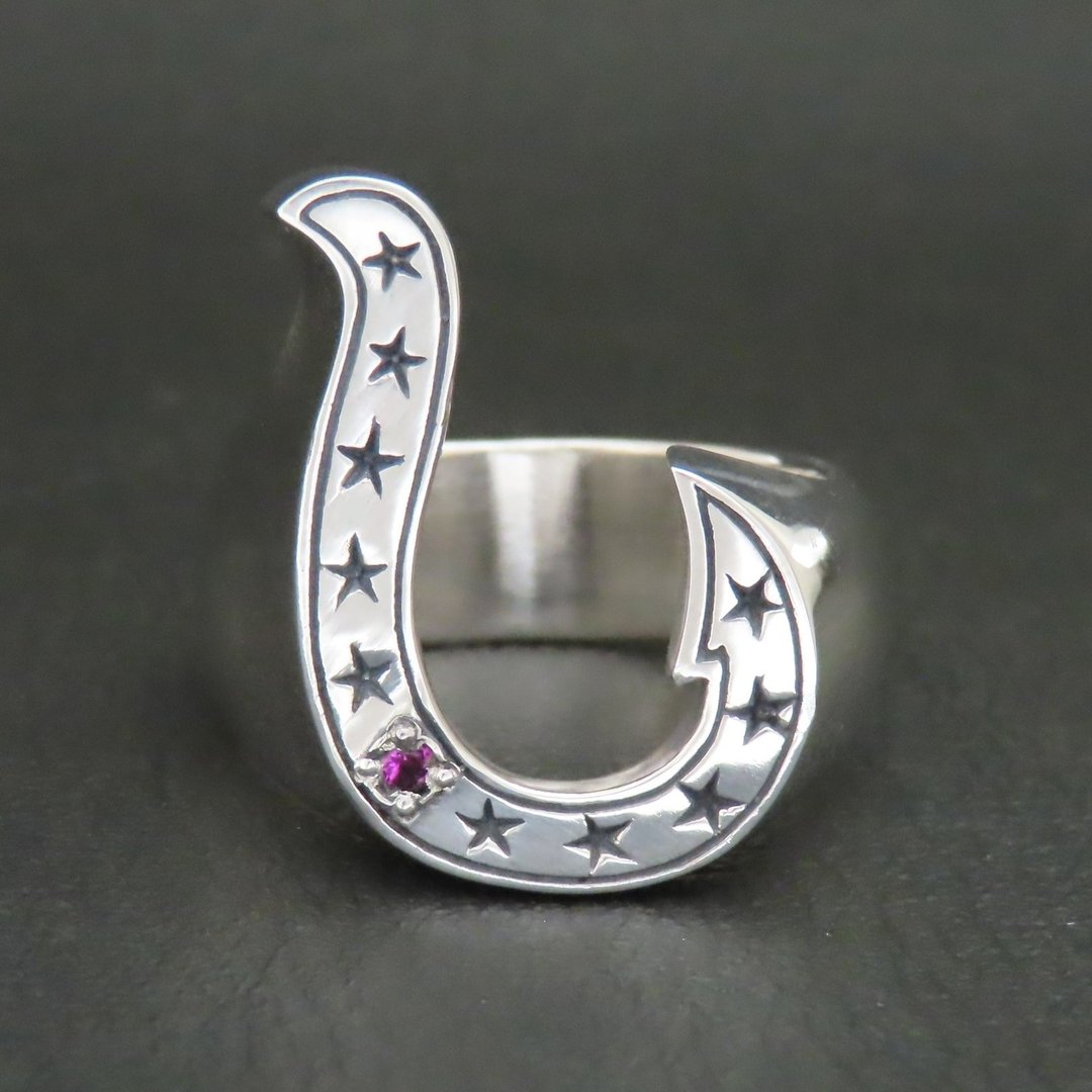 钓具戒指 戒指 银 925【免费刻印】钓具 鱼钩 星星 戒指 钓客 银饰 男款 圣诞节 生日 - 戒指 - 纯银 银色