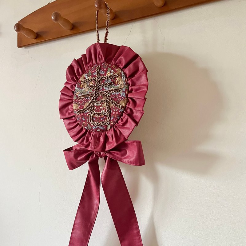 新年快乐 - 花边圆形布春联 - 摆饰 - 棉．麻 红色