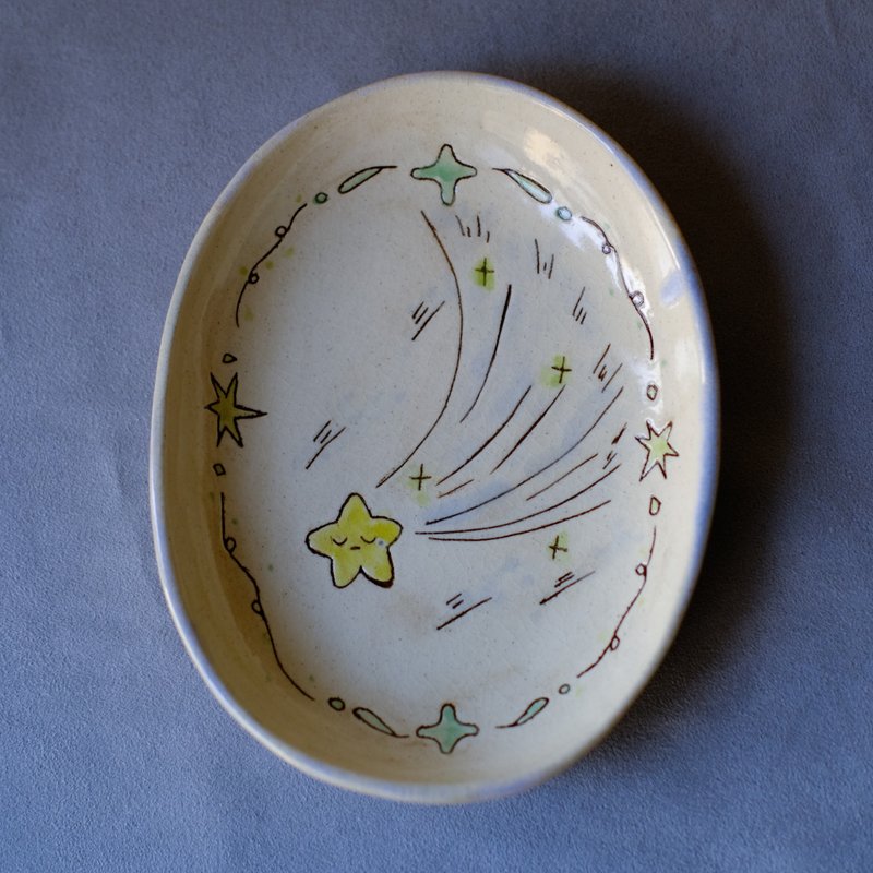 Suànn-Sian . 哭泣流星点心盘 | 椭圆盘 点心盘 大皿 - 盘子/餐盘/盘架 - 陶 