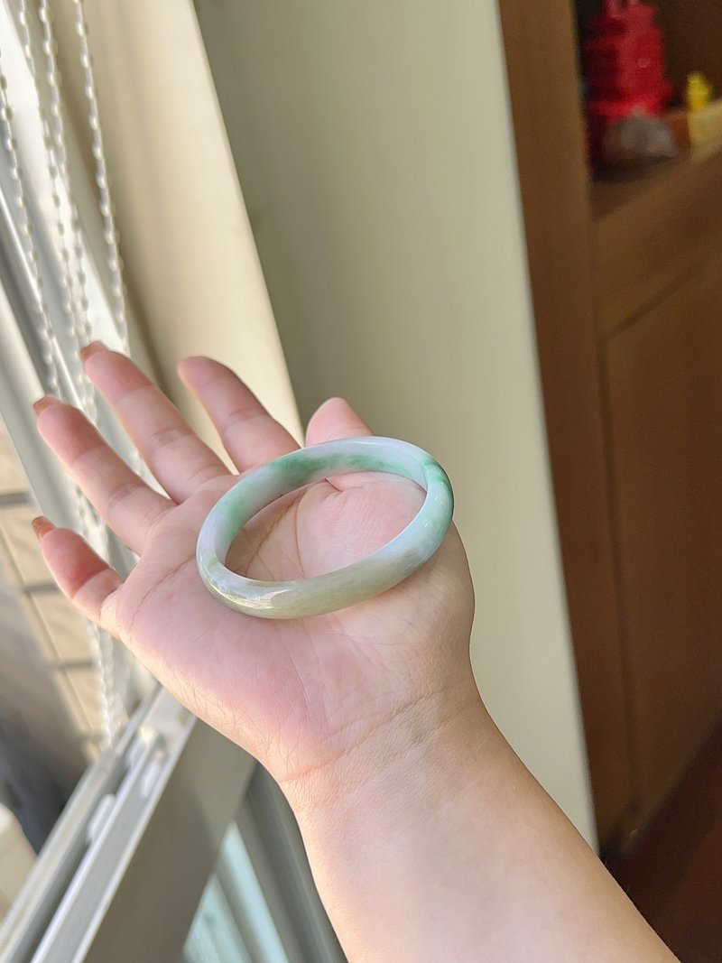 老坑三采福禄寿(黄、绿、紫)圈口53.5  |天然缅甸翡翠 - 手链/手环 - 玉石 绿色