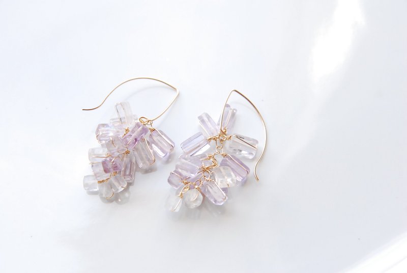 再贩 紫水晶的春日紫色耳环 14KGF - 耳环/耳夹 - 半宝石 紫色