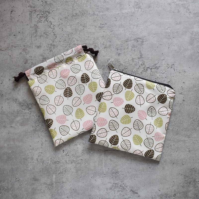 旅行防水收纳袋15x15(2入)_小叶飘飘 - 束口袋双肩包 - 尼龙 卡其色