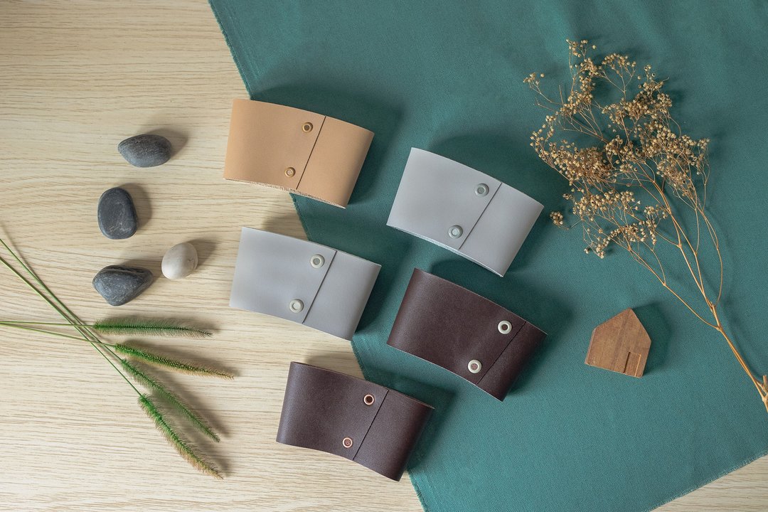 THN-01 Leather sleeve for glass - 其他 - 人造皮革 多色