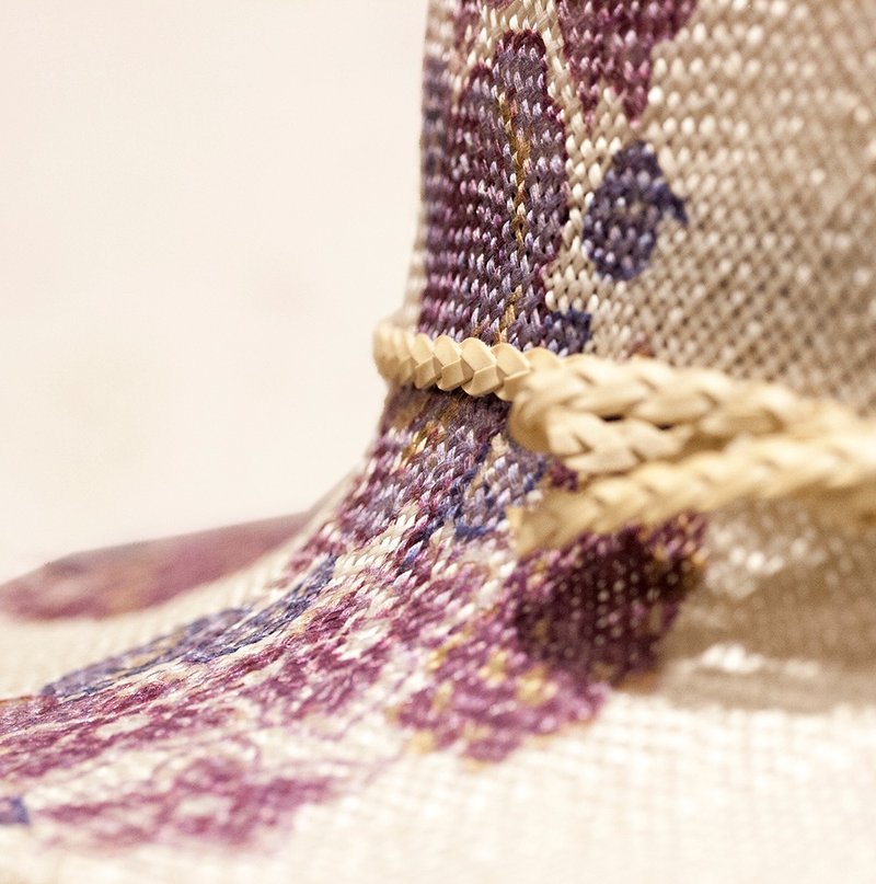 夏日繁花遮阳帽 - 帽子 - 棉．麻 白色