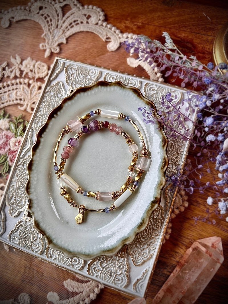 -千万分之一-天然水晶手链/黄铜手链 - 手链/手环 - 半宝石 多色