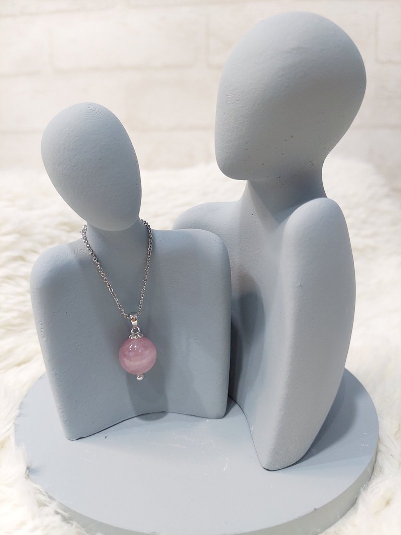 天然老矿粉水晶项链 - 项链 - 宝石 粉红色