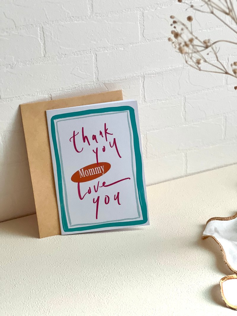 母亲节卡片 Thank you love you 手写风格卡片 - 卡片/明信片 - 纸 