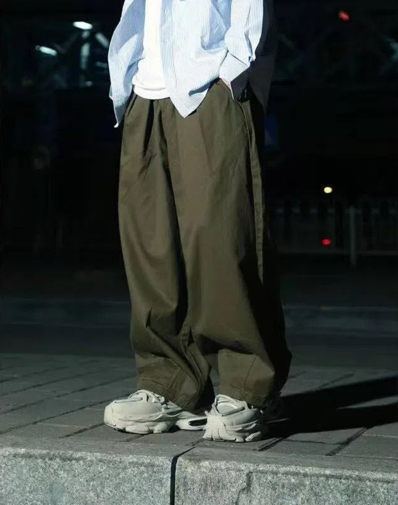 25SS日系超宽松阔腿裤阿美哢叽气球裤cityboy工装裤休闲弯刀裤 - 男士长裤 - 棉．麻 
