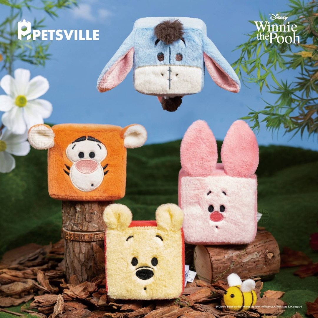 【PETSVILLE&迪士尼】小熊维尼响纸方块宠物玩具 - 玩具 - 聚酯纤维 多色