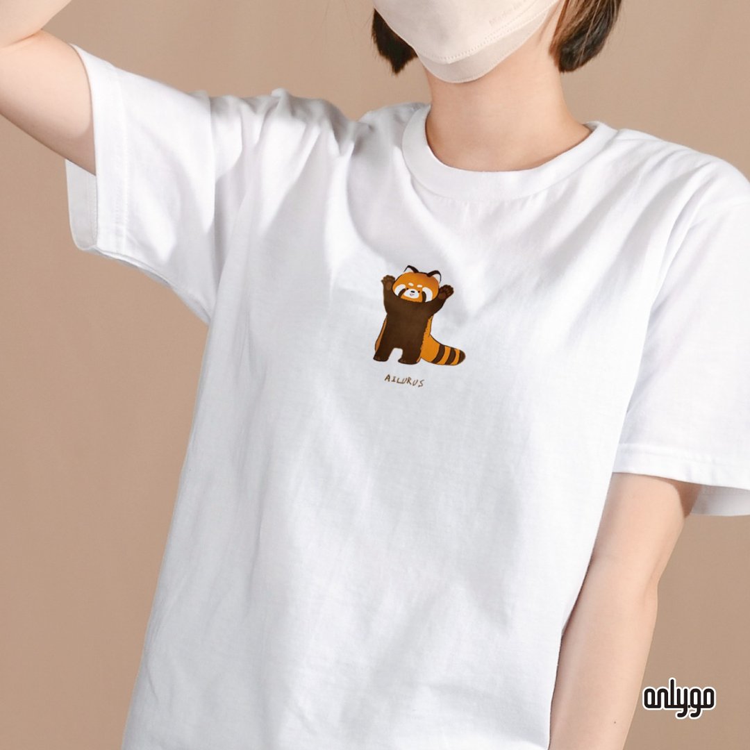 生态主题 T-shirt 濒临绝种动物衣服 / 小熊猫 - 女装 T 恤 - 棉 