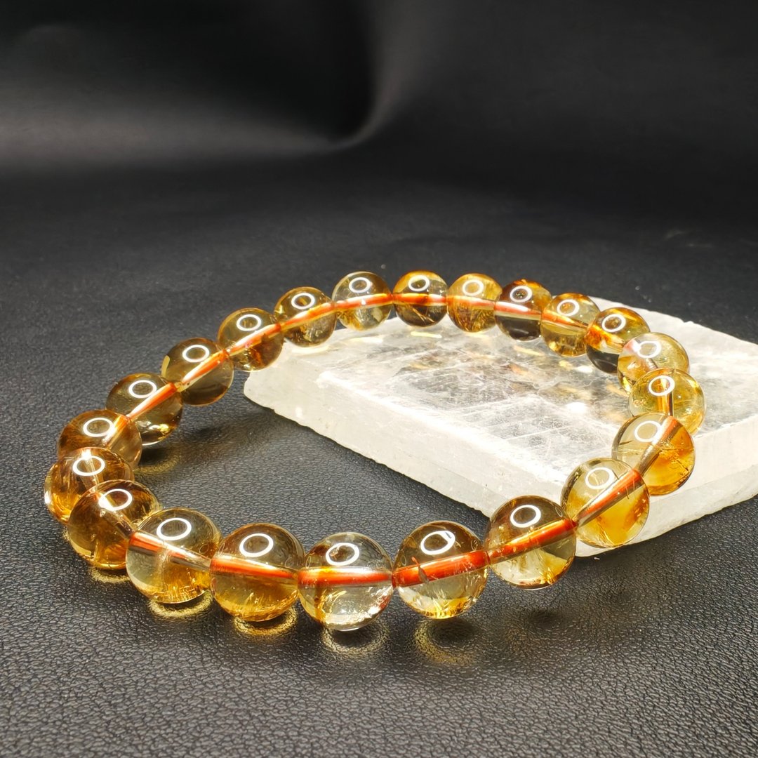 黄塔晶 Citrine 9mm 手串 手链 天然水晶 水晶手链 巴西 - 手链/手环 - 水晶 黄色
