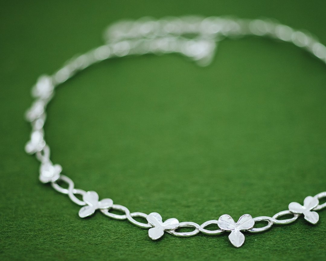 Four leaf clover - Clover necklace - Three leaf clover - adjustable necklace - 项链 - 其他金属 银色