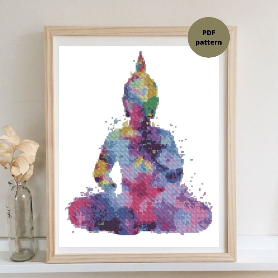 Cross stitch pattern Watercolor Buddha cross stitch Digital PDF file - 手工艺教程/工具书 - 其他材质 