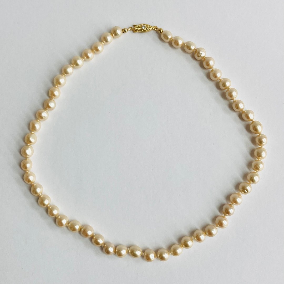 玻璃仿巴洛克珍珠全结项链 M / 约 8mm 约 48cm / 杏桃奶油色 / G / 日本制造 - 项链 - 玻璃 橘色