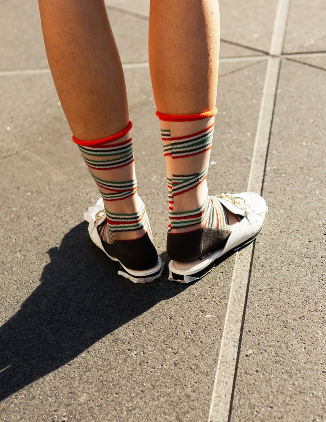 socks_ bias / organic cotton / irregular / - 袜子 - 棉．麻 橘色