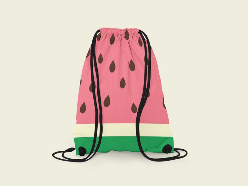 束口袋｜ 吃西瓜不吐籽 by Brenda WuZ998BB002 - 束口袋双肩包 - 聚酯纤维 红色